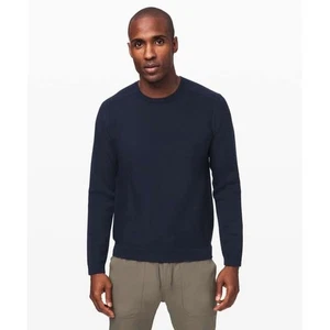 Lululemon Mens Navy Blue Crew Neck Long Sleeve Sweater Size L Live In Practice - Picture 1 of 7