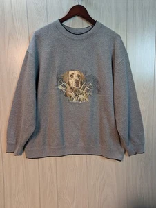 Vintage Croft Barrow Sweatshirt Adult Large Gray Dog Fleece Embroidered - Picture 1 of 7