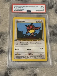 PSA 9 Mint 1° Edizione Hoothoot 60/111 Neo Genesis Pokémon TCG - Foto 1 di 2