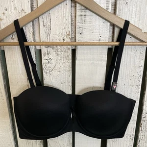 Victoria's Secret Strapless Bra Underwire 34DD W/Convertible Straps Smooth Black - Picture 1 of 10