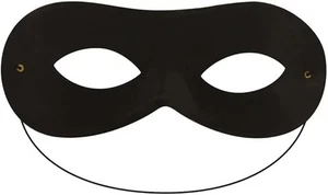 Black Domino Eyemask Superhero Robber Bandit Adult Fancy Dress Masquerade Mask - Picture 1 of 2