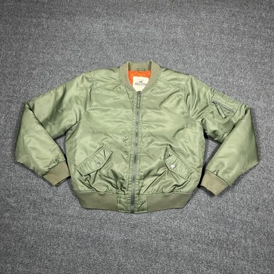 Chaqueta de bombardero militar Hollister verde oliva para mujer XL acolchada aislada cremallera completa Foto 1 de 4