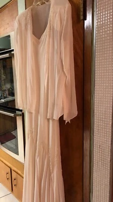 Xscape женское платье размер 12 мягкий кремовый цвет с жемчугом, блестящий и кружева украшения - Изображение 1 из 4