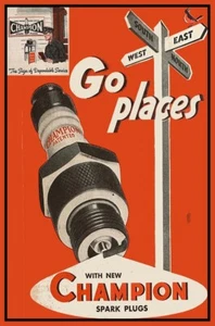 Champion Spark Plug Metal Advertisement Sign - Foto 1 di 1
