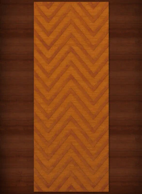 Orange Transitional Hand Hooked Stripes Chevrons Zig Zags Area Rug Striped DV4 - Image 1 of 2