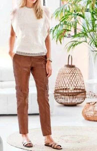 LINEA TESINI Damen Designer-Lammnappaleder-Hose, cognac - Bild 1 von 4