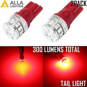 Alla Lighting 18-SMD LED Tail Light Bulb Taillight Lamp Vivd Red 194 168, 2pcs