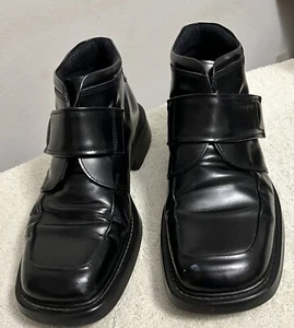 PiPer Italian Men Black Leather Chelsea Boots with hook and loop fastener EU 43 - Picture 1 of 14