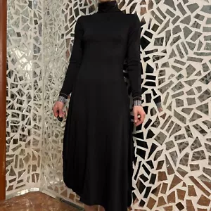 Cop Copine Midi Dress Vintage Turtleneck Long Sleeve Asymmetrical Black 36 size - Picture 1 of 10