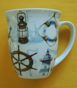 1 Porzellan Tassen Maritim Ambiente 0,4l Becher groß mug Leuchtturm Ruder Meer - Bild 1 von 8