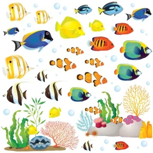Calcomanías pegatinas de pared para bebé Decowall DWL-1811N peces océano mar para niños arrecifes de coral - Imagen 1 de 7