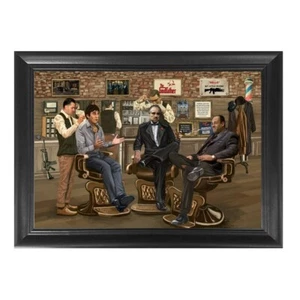 Gangster Barbershop Pate Scarface Tony Sopran Holz gerahmt Kunst Bild - Bild 1 von 4