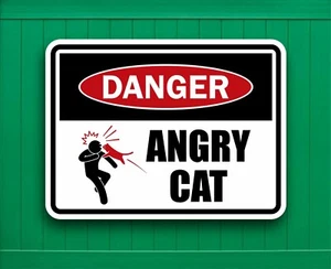 ANGRY CAT - Gefahrenschild - Aluminium Warnschild - Spaß & einzigartiges Katzendekor - Bild 1 von 4