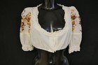 Gr.34 Trachtenbluse creme Bluse für Dirndl Rose Bluse Baumwolle Stickerei TB9746