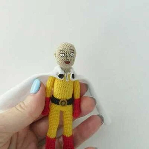 Handmade crochet Saitama figure amigurumi collectible toy hero of manga - Picture 1 of 5