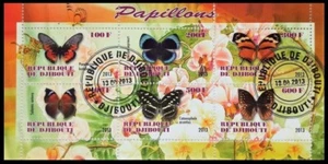 161. DJIBOUTI 2013 USED STAMP S/S BUTTERFLIES , INSECTS . - Picture 1 of 1