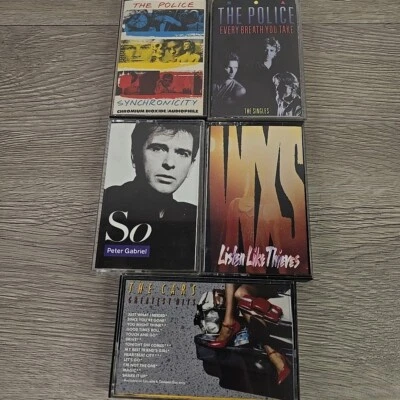Cassette Tape Lot Of 5 -80s Rock, The Police The Cars,  INXS, Peter Gabriel - Image 1 of 4