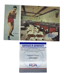 LEW TENDLER Restaurant Philly 1956 Autographed Promo/Post Card BOXING (PSA COA) - Picture 1 of 4