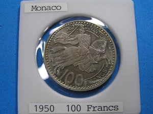 Moneda de 100 francos de Mónaco 1950 brillante sin circular, envío y devolución gratuitos después del primer artículo - Imagen 1 de 4