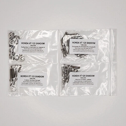 HONDA SHADOW VT 125 1999-2006 Kit n°1 vis BTR inox carburateur VT125