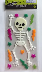 NEW HALLOWEEN Window Gel Clings Decor 44 pc Large Skeleton Stars Lightning bolts - Picture 1 of 2
