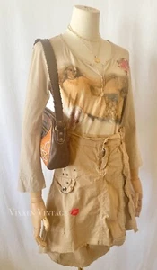 VINTAGE Y2K IKKS GRUNGE KHAKI CARGO SKIRT - Picture 1 of 8