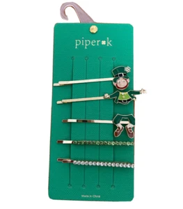 Piper K St Patrick’s verde oro folletto strass 5 spille per capelli - Foto 1 di 5