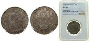 Austria 1830 B 20 Kreuzer Silver 583 NGC MS 62 - Picture 1 of 1