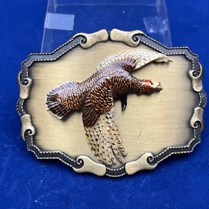 Raintree Buckle Flying Turkey Belt Buckle 1977-78 Original Package Brass Enamel - Picture 1 of 5