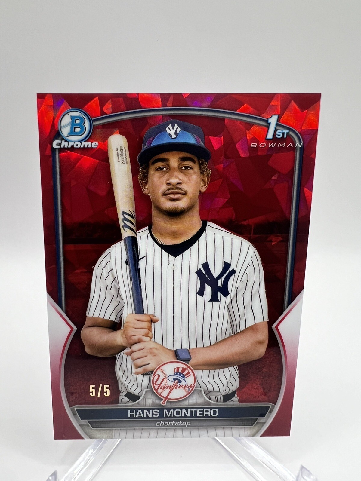 Hans Montero 2023 Bowman Chrome Sapphire RED Refractor #5/5 Yankees #BCP-173