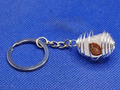 Portachiavi QUARZO EMATOIDE spirale argento cristallo pietra burattata minerale  - Immagine 1 di 4