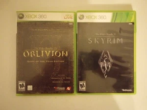 The Elder Scrolls IV Oblivion & V Skyrim Microsoft Xbox 360 Game Bundle CIB - Picture 1 of 8