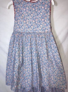 2 Twin Dresses Sz 6 Pears And Bears Girls Dress Pink Blue Ric Rac - Picture 1 of 6