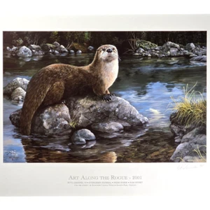 Limited Edition Artist's Proof River Otter Wildlife Portrait Print by Ed Chance - Picture 1 of 10