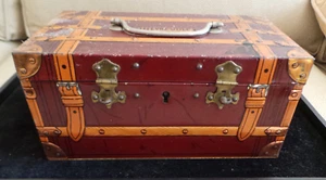 Lefevre Utile LU Biscuits French Steam Ship Travel Trunk Biscuit Tin c1898 VG+ - Picture 1 of 10