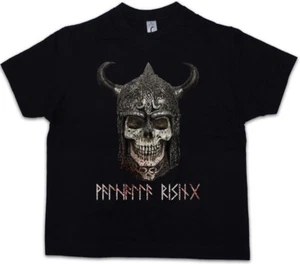 VIKING SKULL I Kids Boys T-Shirt Runes Valhall Valhalla Odin Thor Norse Vikings - Picture 1 of 1