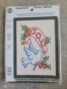 SEALED NMI NEEDLEMAGIC Cross Stitch "JOY" 5" x 7" with Frame 3795 - Picture 1 of 2
