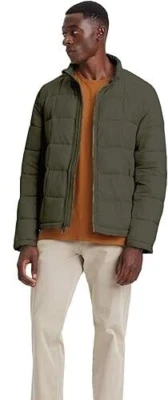 Dockers Quilted Jacket Puffer Coat Khaki Green Lightweight Men's Size XS - Image 1 of 4