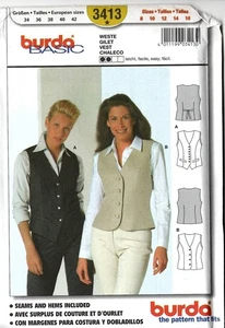 Burda 3413-Sewing Pattern -Women's Vest in 2 styles - Sizes 8-16-New Uncut - Picture 1 of 2