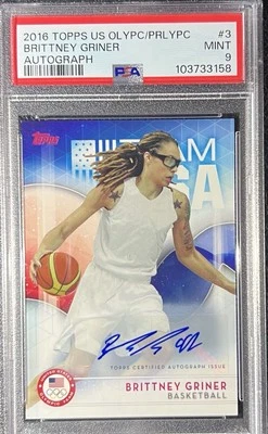 2016 Brittney Griner AUTO Topps US Olympics No. 3 PSA 9 - Image 1 of 2