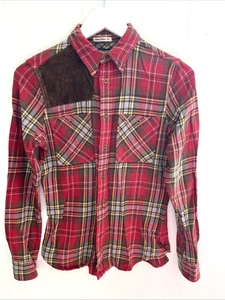 Camicetta RALPH LAUREN RUGBY skinny fit rossa a quadri con bottoni toppa scamosciata taglia 6 - Foto 1 di 5