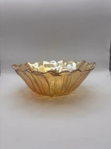 Vintage 7” Sunflower/Marigold Carnival Glass Orange Serving Dish Bowl - Picture 1 of 13