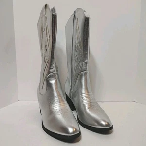 Women's Size 8.5 Silver Cowboy Boots - Picture 1 of 10