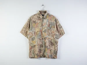 Vintage 90s Map Print Shirt Men's L Abstract Graphic Button Up Hawaiian Aloha  - Picture 1 of 11