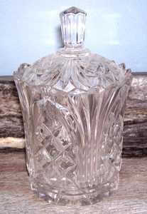 Beautiful Vintage Crystal Lidded Candy Dish / Jar 7 in. Tall - Picture 1 of 6