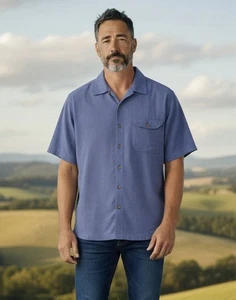 Royal Robbins Shirt Mens XL Blue Short Sleeve Button Pocket Relaxed Fit Outdoors - Picture 1 of 6