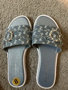 Juicy Couture Mid Denim Blue Yandel Sandals Slides Size 8M - Picture 1 of 3