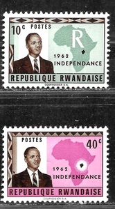 HICK GIRL- MINT RWANDA STAMPS SC#1-2 1962 GREGOIRE KAYIBANDA K358 - Picture 1 of 2