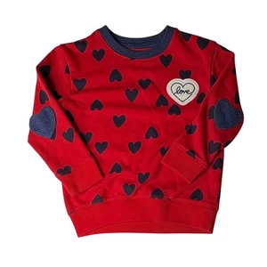Sudadera Cat & Jack Corazones Rojos 3T Terry Algodón San Valentín Parches en el Codo - Imagen 1 de 6