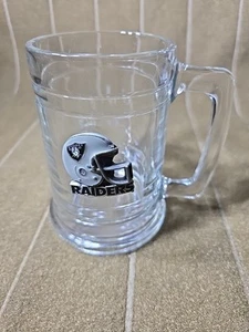 NFL Oakland/ Los Angeles/Las Vegas Raiders Heavy Glass Barware Mug Pre-Owned - Picture 1 of 2